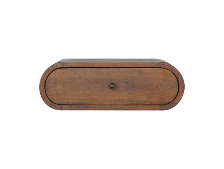 NACHTTISCH - Wandmontierter runder Kastanien, 1 Schublade, Braun