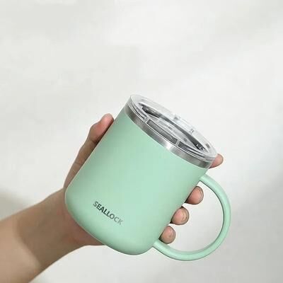 Uplifted Finds 304 Stainless Steel Insulated Water Cup 450ml Anti Scalding Milk & Juice Mug With Lid green Push
