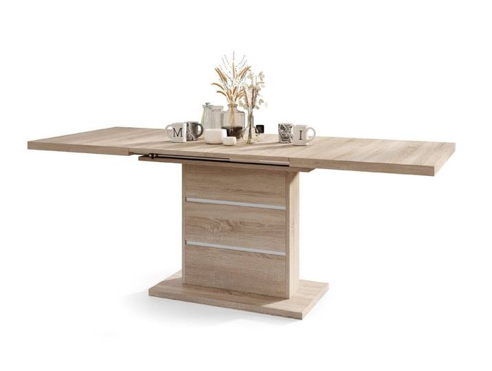 Mazzoni Esstisch Design Piano Tisch Sonoma Weiß ausziehbar 120 - 200 cm