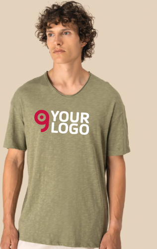 T-shirt uomo ecosostenibile con collo slub e spalle spioventi Personalizzate o neutre Spasso