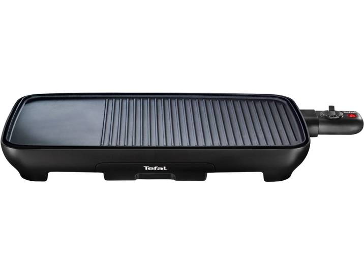 Tischgrill TEFAL Malaga, spülmaschinengeeignete Platte und Saftauffangbehälter , schwarz, B:28,7cm H:7,2cm T:54,5cm, Kontaktgrill_Standgrill_Tischgrill_Teppanyakigrill, Tischgrill, Thermosignal-Wärmeanzeige, TG3918