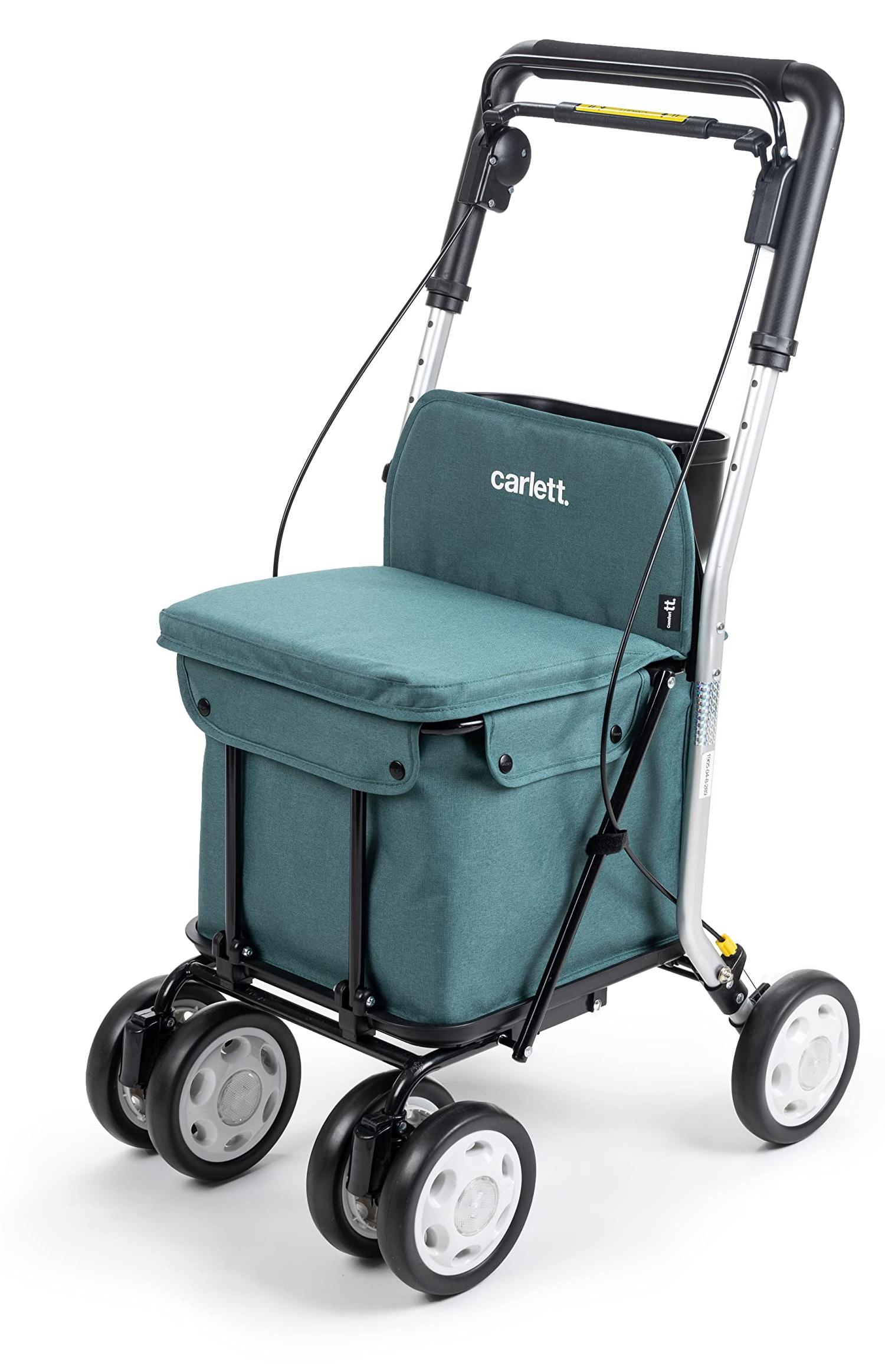 Einkaufswagen Rollator Einkaufsroller - Mit Sitz - 100 kg - Grün - Faltbar - Gehhilfe