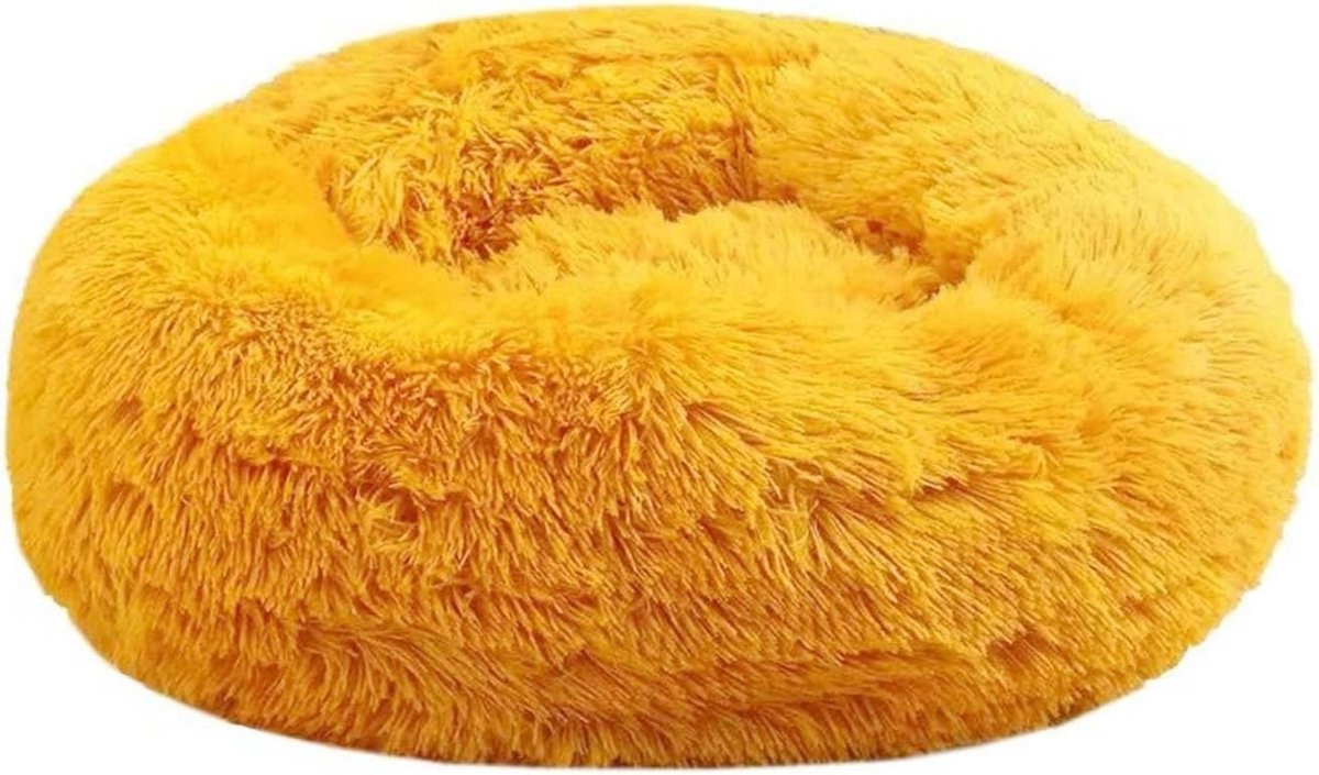 Rond Donut Pluche Katten- en Hondenbed, 50 x 50 cm, Wasbaar en Zacht Kussen voor Kleine Huisdieren