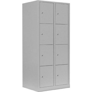 Lüllmann Schließfachschrank 523420, lichtgrau, 8 Fächer, Stahl, 80 x 180cm, mit Zylinderschloss