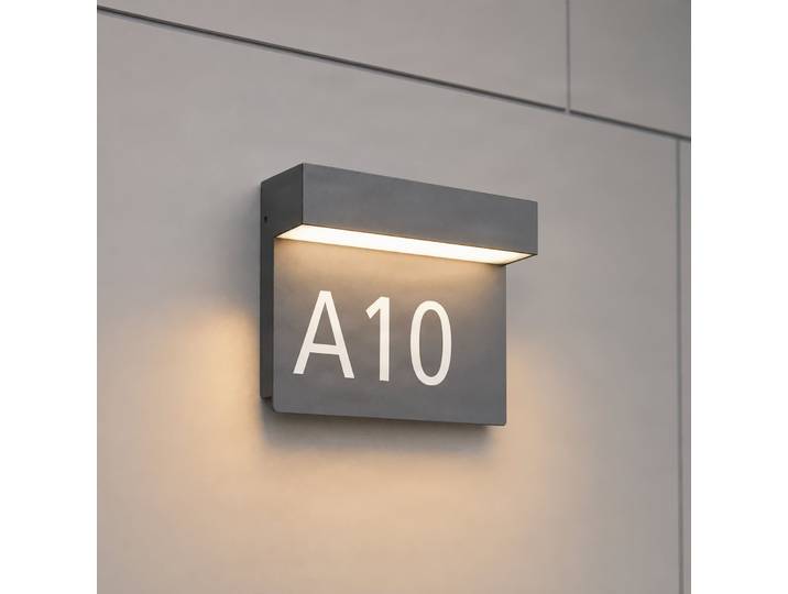 Lampe LED Kalero pour numéro de maison, détecteur crépusculaire, CCT - Lucande - Moderne - Métal - Angulaire
