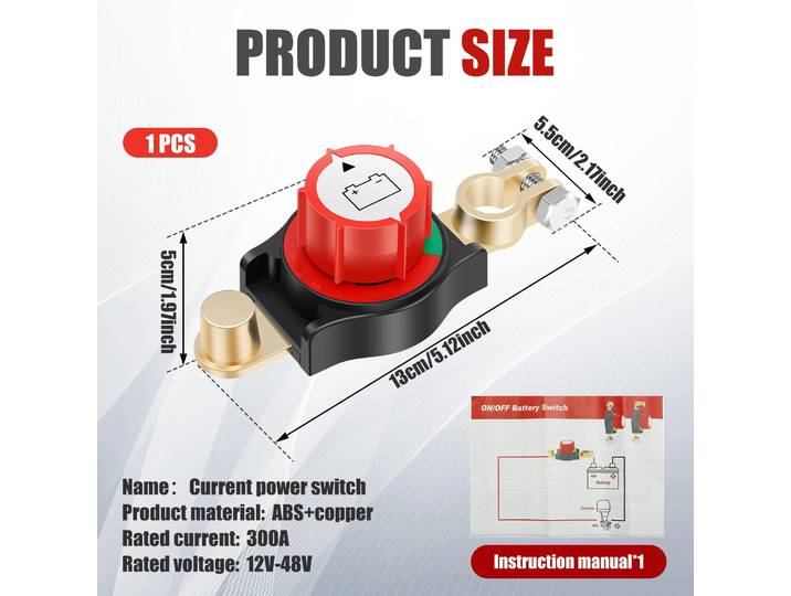 Interrupteur de déconnexion de batterie 12-48V, isolateur de batterie marche/arrêt, pièces de disjoncteur d'isolateur principal de coupure de courant pour voiture/Rv/bateau