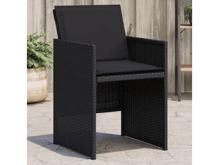 ZXQVLMRS 4er Set Gartenstühle, Klappbar Poly Rattan Stuhl, Schwarz Wetterfestes Material, Platzsparende Aufbewahrung, Komfortable Sitzpolster