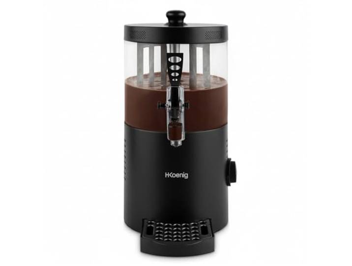 H.Koenig Spender für heiße Schokolade SHK802, Edelstahl, 1200 W, abnehmbarer Behälter mit 3 l, Thermotast, verstellbar, Warmhaltefunktion, Tropfschutz, spülmaschinengeeignet, Schwarz