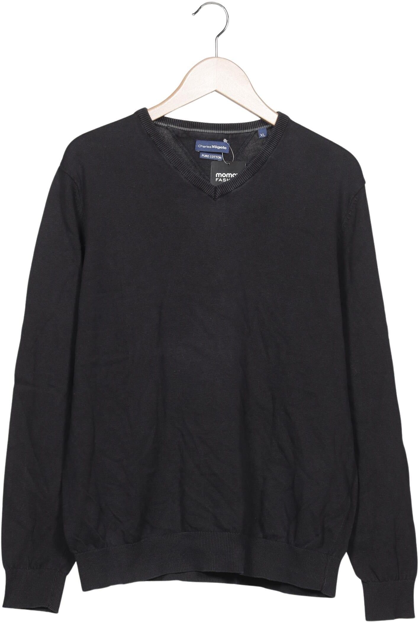 Charles Vögele Herren Pullover, Schwarz, Gr. XL, Baumwolle - Second Hand