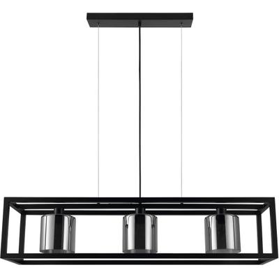 EGLO Hängeleuchte "BRISLING Pendellampe, Stahl und Glas, Vintage, Esszimmerlampe, Lampe", schwarz, H: 110cm, 1 Stk., Leuchten, Pendelleuchte, Wohnzimmerlampe, L14 x B11,5 x H10,5, schwarz, 5W inkl., Hängeleuchte