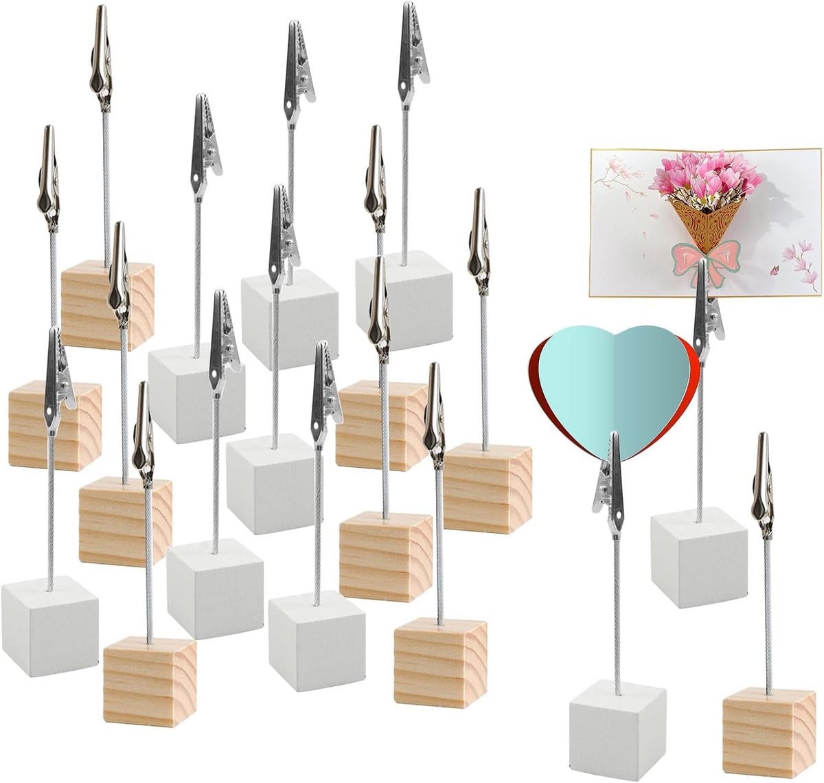 20 Stuks Houten Fotohouders met Clips voor Foto's, Notities en Memo's
