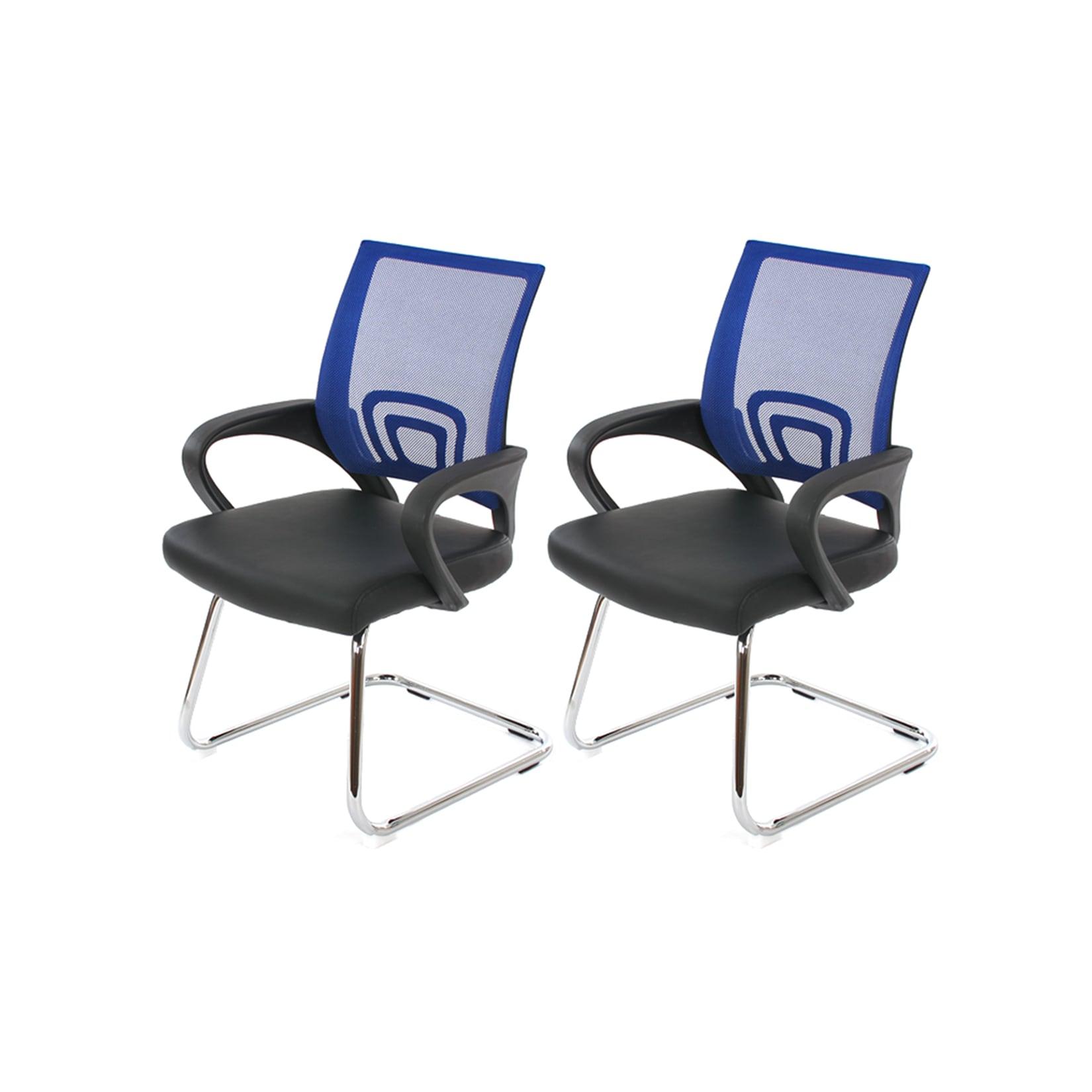 2er-Set Konferenzstuhl Afragola, Besucherstuhl, Kunstleder MVG-zertifiziert ~ blau
