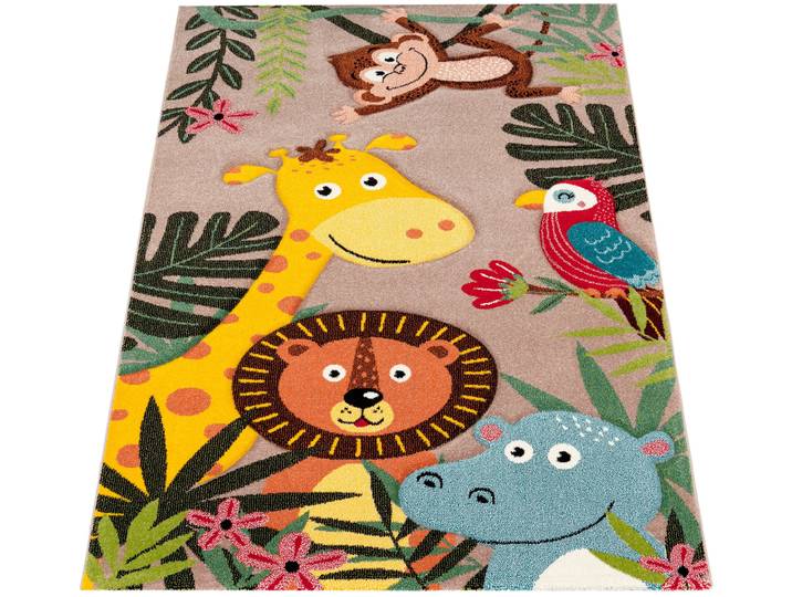 Kinderteppich PACO HOME Diamond 650 , beige, B:200cm H:16mm L:290cm, Polypropylen (PP), Teppiche, Kinderteppich, Spielteppich, 3D-Design, niedliches buntes Tier Motiv, Kinderzimmer