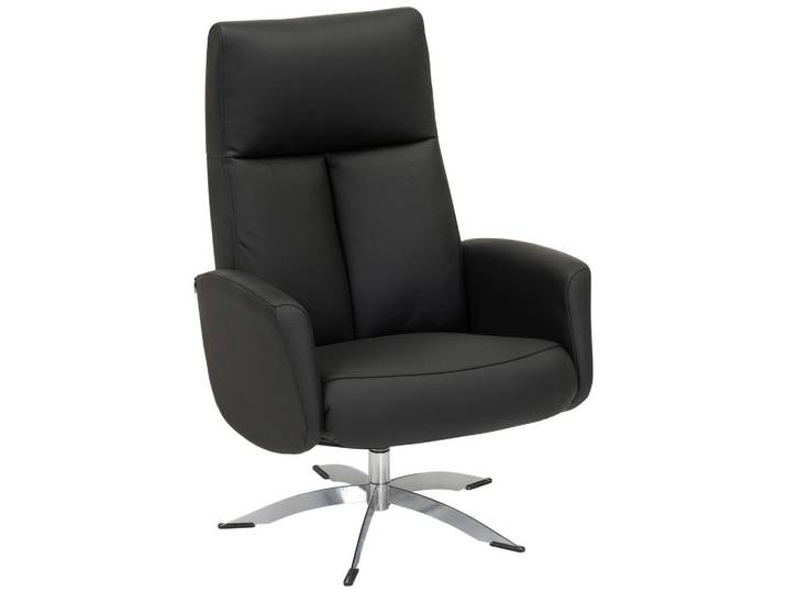 Welnova Relaxsessel, Schwarz, Metall, Echtleder, 71x105x75 cm, Wohnzimmer, Sessel, Ledersessel