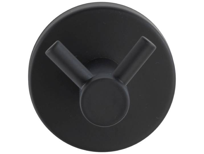 Doppelhaken WENKO Bosio , schwarz, H:5,5cm L:5,5cm, Elasthan, Haken, Doppelhaken, inkl. Schrauben und Dübel