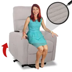 Fernsehsessel MCW-K62, Relaxsessel TV-Sessel Liege, Liegefunktion Aufstehhilfe, Metall Stoff/Textil Cord ~ hellgrau
