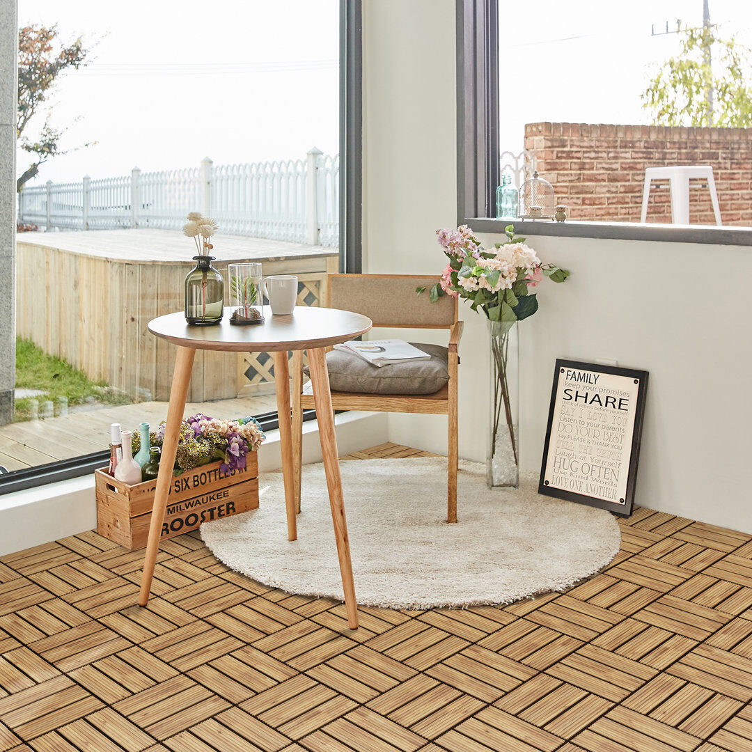 Yaheetech 30cm L x 30cm W Solid Wood Tile in Brown Light Brown Tile