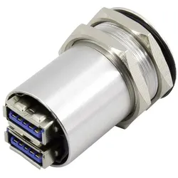 Tru Components USB A Doppeleinbaubuchse 3.0, Elektronikkabel + Stecker, Schwarz
