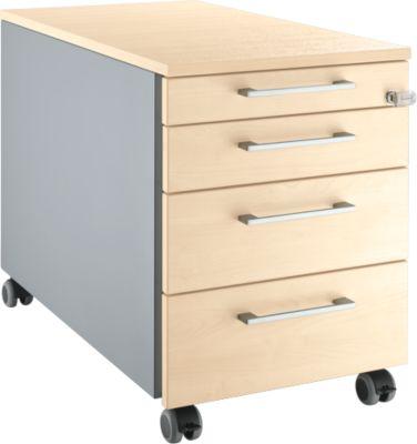 Schäfer Shop Select Rollcontainer 1233, mit Griff eckig, weißalu/Ahorn-Dekor