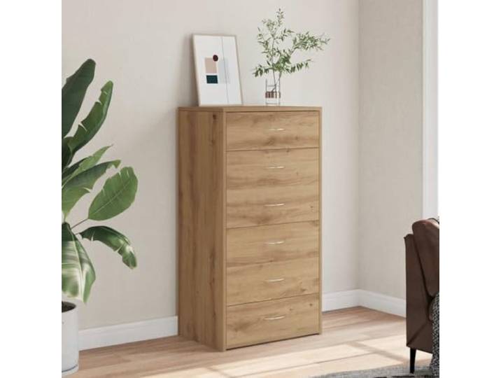 RJPLMFV Anrichte mit 6 Schubladen, Eiche, handgefertigt, Holz Minimalistisches Design, vielseitige Aufbewahrung, feuchtigkeitsbeständige Oberfläche, Wandbefestigung im Lieferumfang