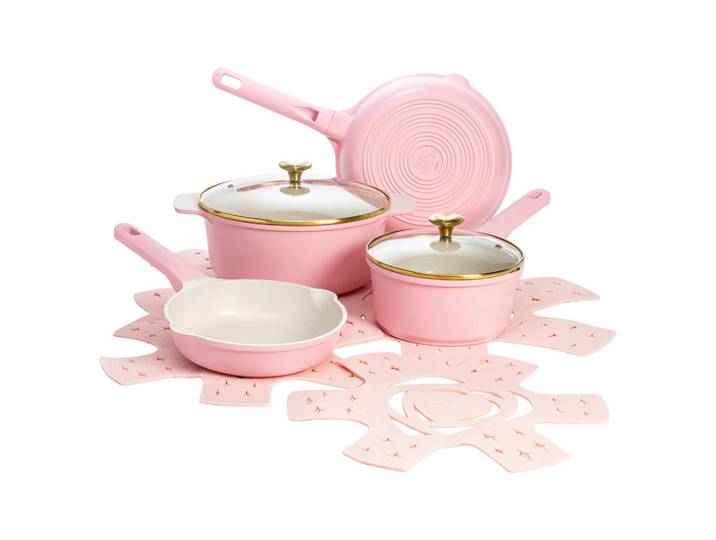 Paris Hilton Kochtopfset Paris Hilton, Creme, Rosa, Metall, 10-teilig, 1,9 l,4 l, geschmacksneutral, Kochgeschirr, Töpfe, Topfsets