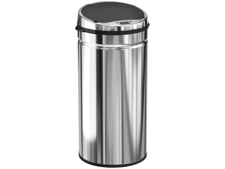 Homcom Sensor-Mülleimer Edelstahl ABS Silber, Silberfarben, Metall, 30.5x68x30.5 cm, Badaccessoires, Abfalleimer