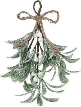 Inspire Essentials EverFrost Artificial Mistletoe Frosted Sprigs For Christmas Home Decoration white
