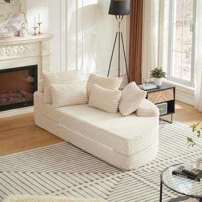 78.5-Inch Corduroy Semi-Circular 2-in-1 Sofa Bed,Designer Recliner with Pillow