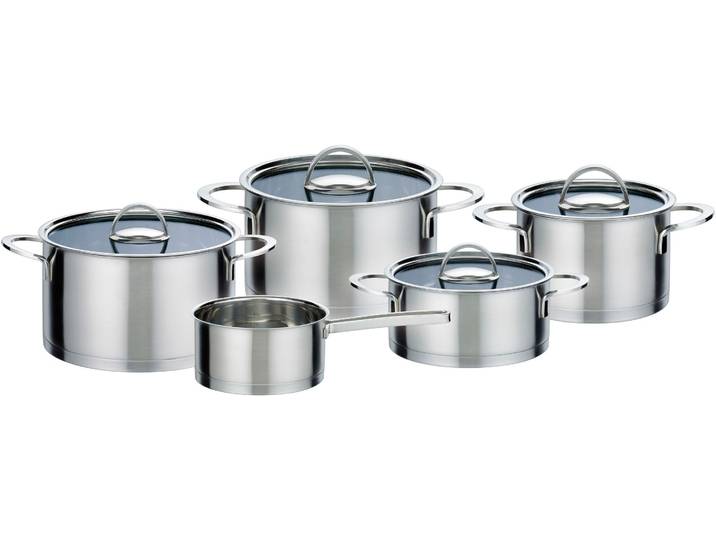 Topf-Set GSW Elegance , silber, Töpfe, Topf-Set, handfreundliche Kaltmetallgriffe, Literskala. Induktion