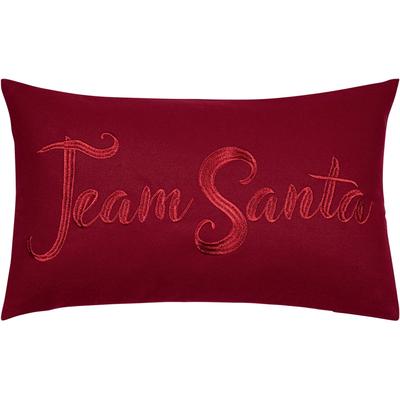 Dekokissen PAD "TEAM SANTA", rot (rot, schriftzug), B:30cm L:50cm, Wolle, Dekokissen_Sitzkissen_Kissenhüllen, Weihnachtsdesign mit Wiedererkennungswert – TEAM SANTA