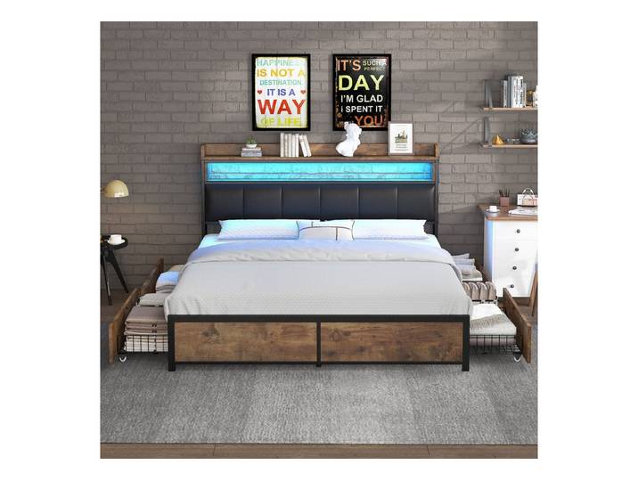 MODFU Holzbett Doppelbett Jugendbett (Inklusive Matratze), einfache Montage, geeignet für Schlaf-, Gästezimmer
