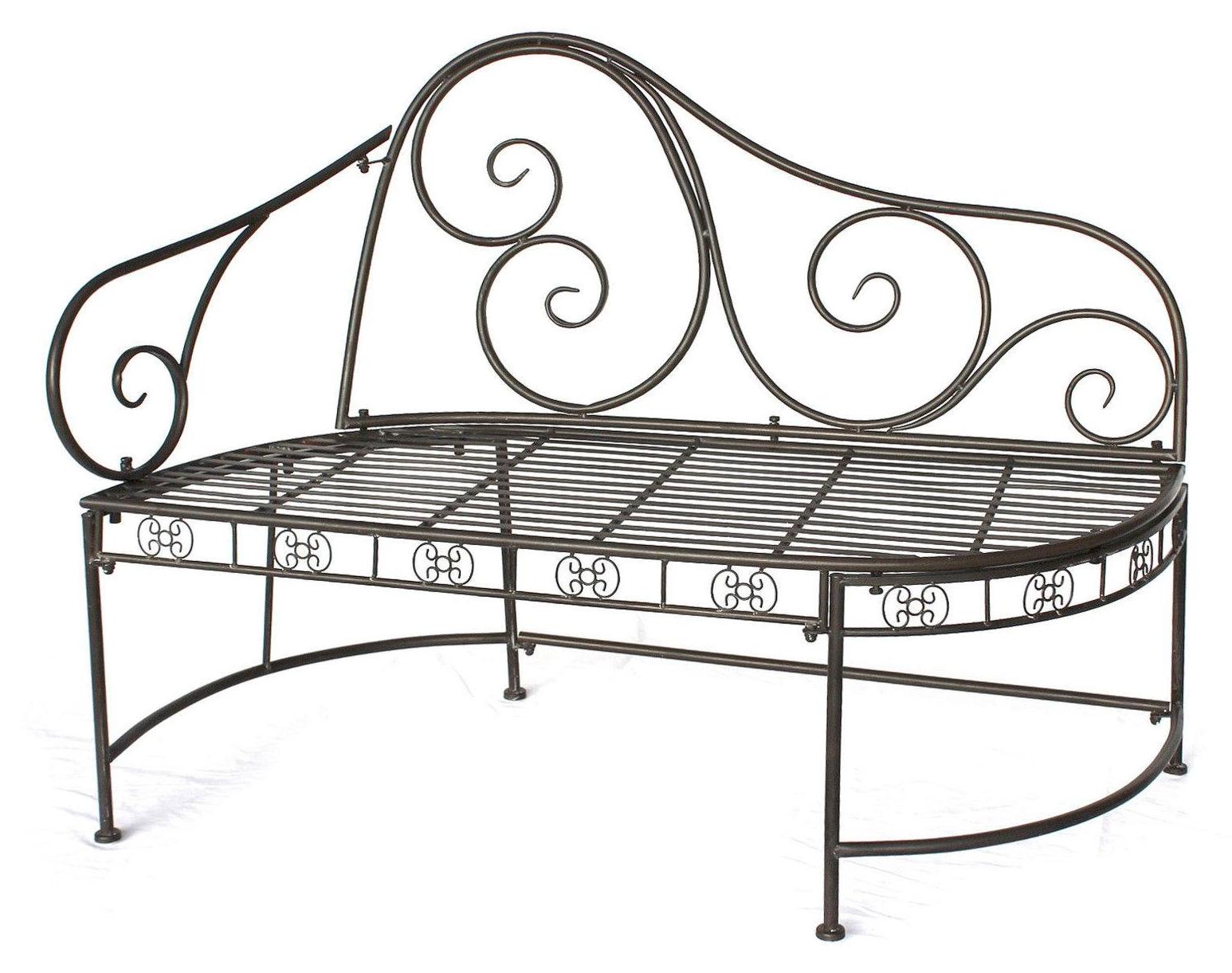 Metallische Gartenbank mit Rückenlehne - 120 cm, braune Patina, antikes Aussehen - 2 Sitzplätze