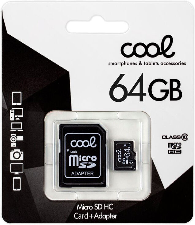 Cartão de Memória Micro SD c/ Adaptador 64GB (Classe 10) - COOL