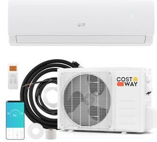 Costway Energy-Efficient 23000 BTU Inverter Mini Split AC/Heater 1500 sq ft Cooling & Heating, R32 Refrigerant