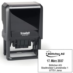 Trodat Datumstempel Printy 4727, schwarz, selbstfärbend, Abdruck 59 x 39 mm, Schrifthöhe 4 mm, bis 6 Zeilen Wunschtext
