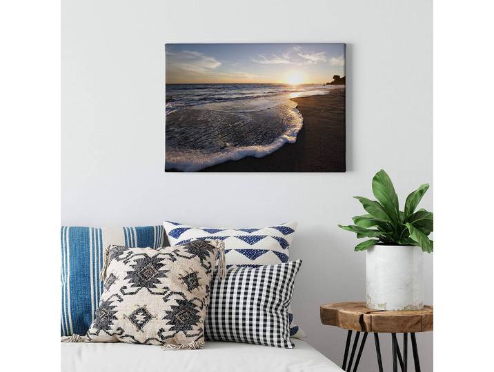 Impression sur toile Sunset Lake Polyester PVC / Épicéa Bleu 70 x 50cm