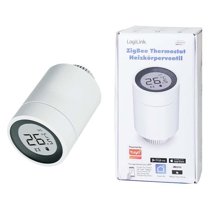 LogiLink Wi-Fi Smart Zigbee Thermostat-Heizkörperventil, Frostschutz, Tuya kompatibel (SH0135)