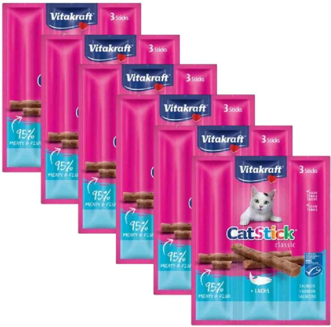 Vitakraft Snack Gatto Stick Classic Salmone KIT 6X18G