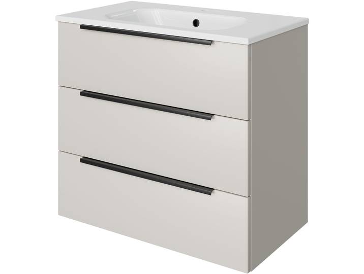Badmöbel-Set SAPHIR Mineralmarmor-Waschtisch mit Waschtischunterschrank , beige (kaschmir matt), B:81cm H:74cm T:46cm, Holzwerkstoff, Kastenmöbel-Sets, Badmöbel-Set