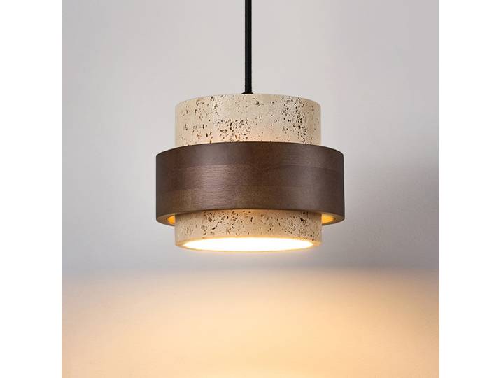 Lustre jaune travertin style japonais Wabi-Sabi rétro et petit déjeuner salon fond mur chambre suspension lampe