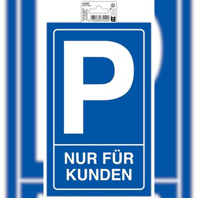 Exacompta 67029B Hinweisschild selbstklebend, Parkplatz nur für Kunden, weiß auf blauem Hintergrund, 15x25 cm, PVC -