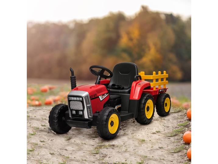 HOMCOM Tracteur Électrique Enfant 3-6 Ans avec Remorque et MP3
