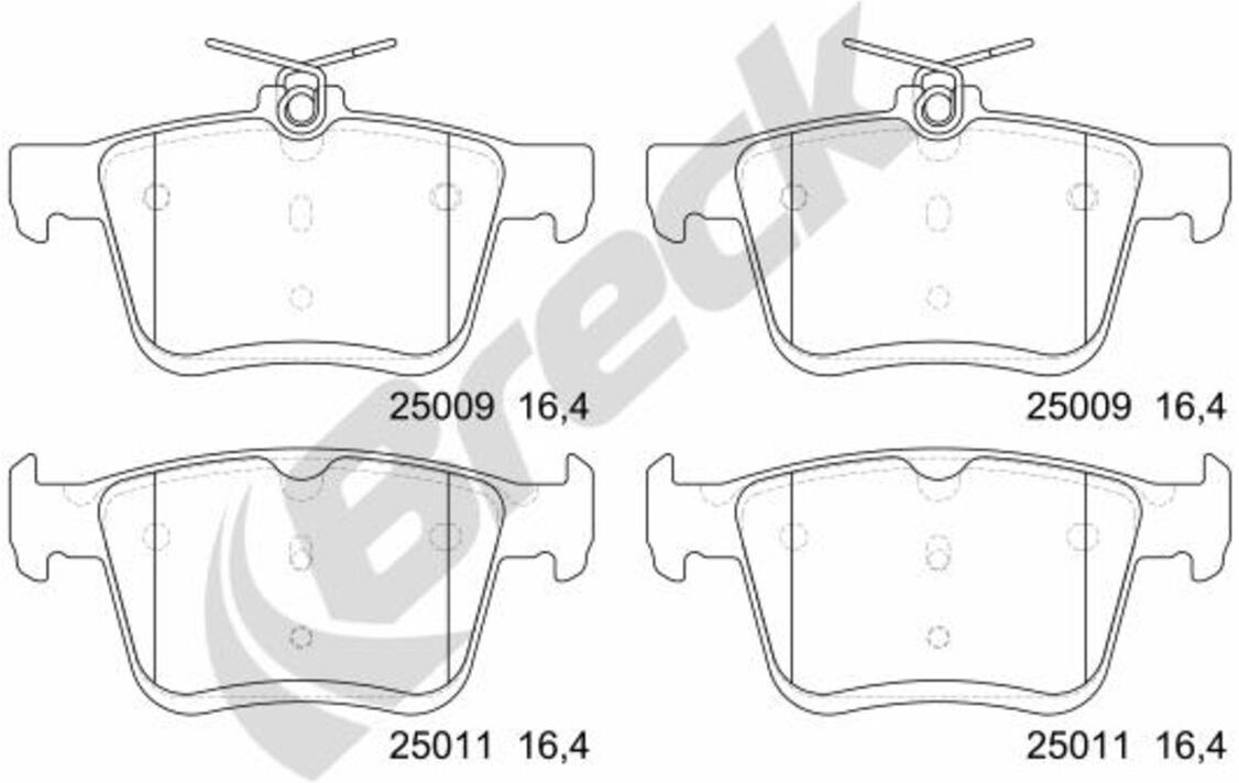Bremsbelagsatz BRECK 25009 00 704 00, Hinten