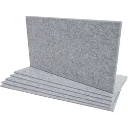 6er-Set Akustikwandpaneel MCW-L52, Wandpaneele Akustikplatten, schalldämmend 1qm Fläche 60x30cm ~ hellgrau