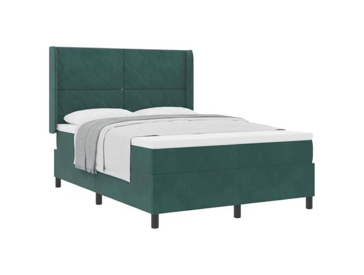 vidaXL Boxspringbett mit Kopfteil Dunkelgrün 160 x 200 cm Samt Weicher Samt für maximalen Komfort, Bietet maßgeschneiderte Unterstützung für einen super Schlaf, Ideal für Rücken- und