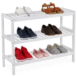 Relaxdays Schuhregal aus Bambus Weiß