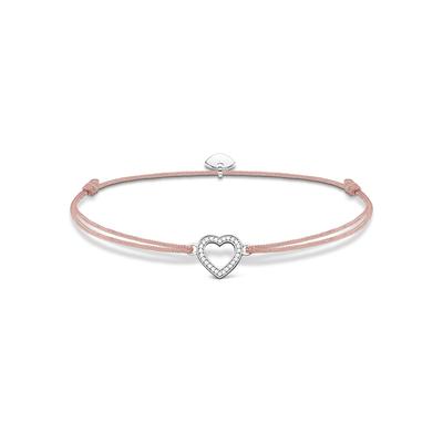 Armband THOMAS SABO "Little Secret Herz", rosa (silberfarben, beige, weiß, weiß), Armbänder, Damen, Nylon Silber 925 (recycelt), Nylon, Silber 925 (recycelt), Armband, mit Zirkonia