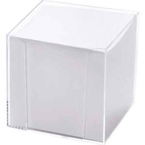 Folia Zettelbox 9900, glasklar, 9,5 x 9,5 cm, gefüllt mit 700 Notizzetteln, aus Kunststoff