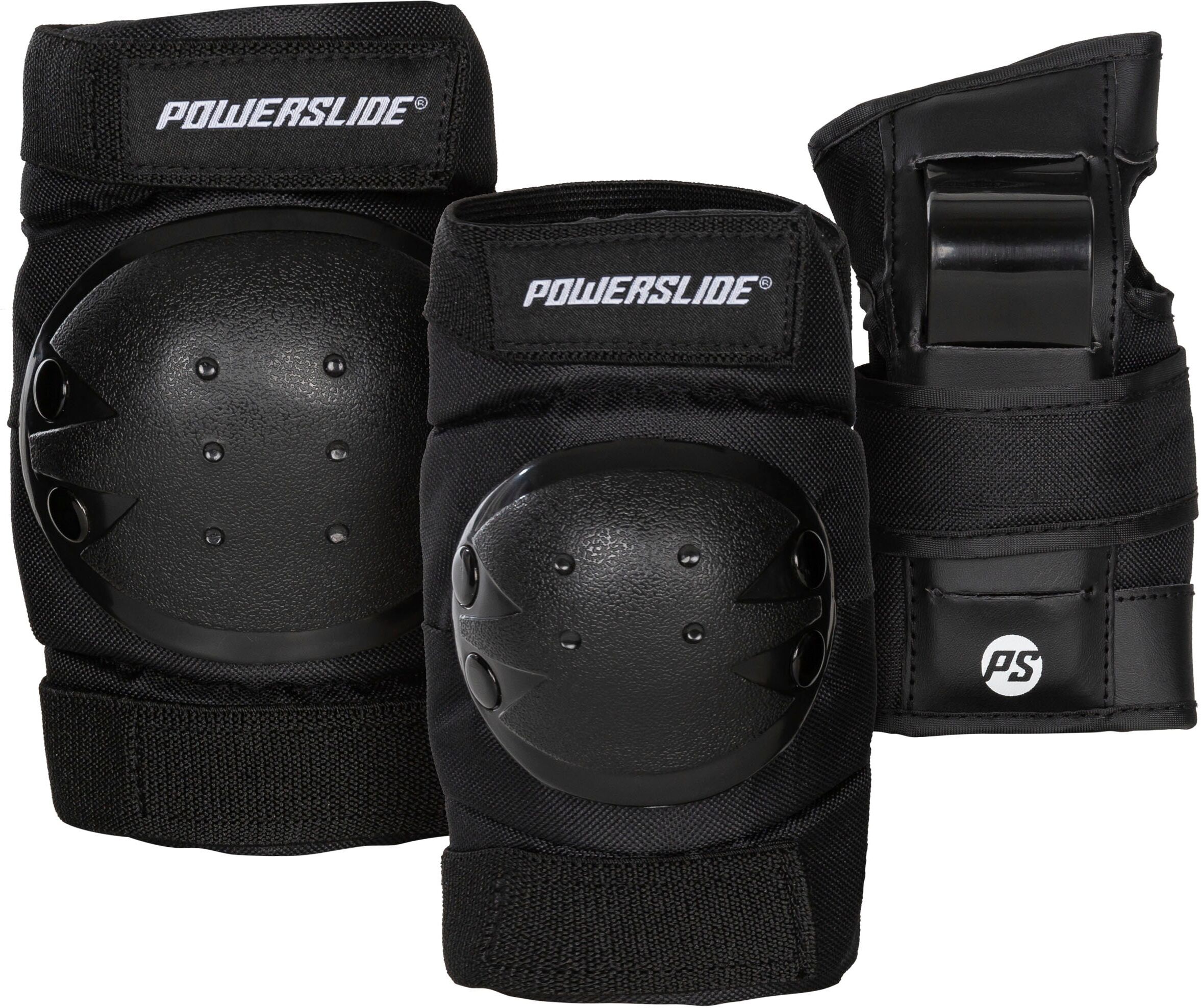 Protektoren-Set POWERSLIDE "Basic Kids Set" Gr. S, schwarz, Protektoren, Kinder, S, EVA, Nylon, Nylon Mesh, Polyethylen (PE), Protektoren-Set schwarz S