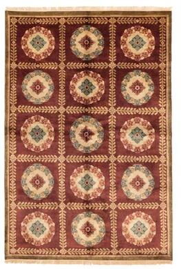 ECARPETGALLERY Hand-knotted British Raj Dark Red Wool Rug - 5'10 x 8'10